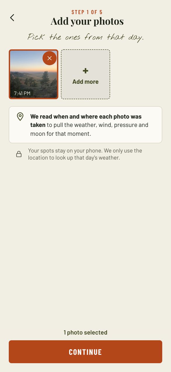 Start with a photo: Pick the pictures from that day. We read when and where they were taken.